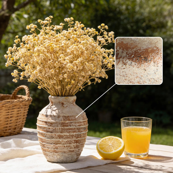 Distressed Embossed Jar Vase - Set of 1