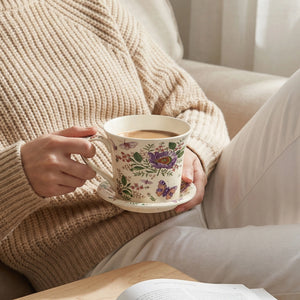 Floral Latte Cup and Saucer - Set of 1
