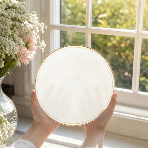 Gold Rim Footed Decorative Bowl - Set of 1