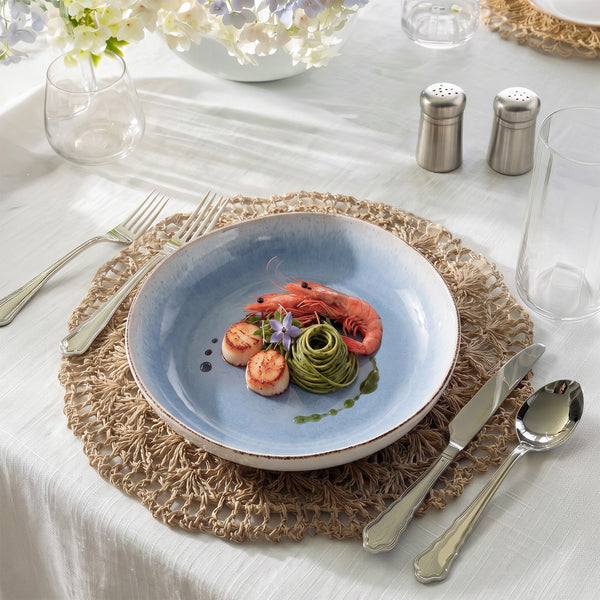 Caymere 9-Inch Coastal Blue Fruit Bowls - Set of 4