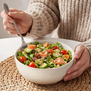 Embossed Sesame Glaze Soup Bowls - Set of 4