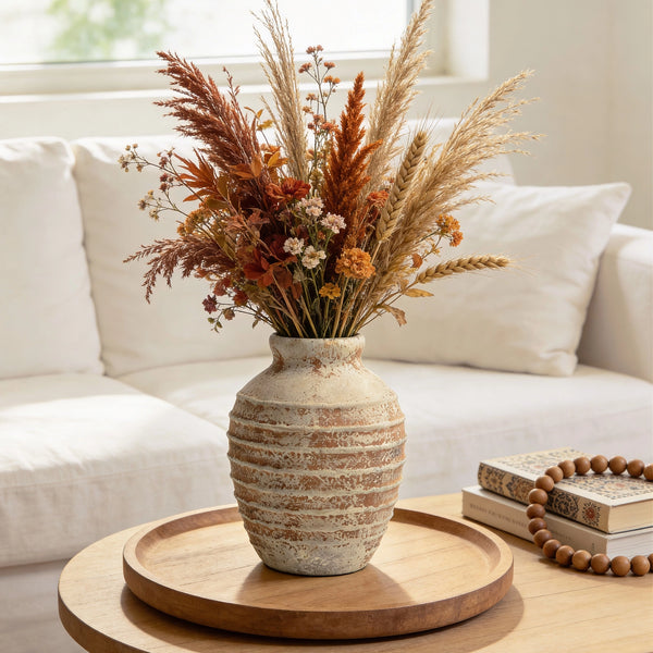 Distressed Embossed Jar Vase - Set of 1