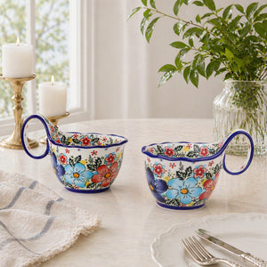 Polish Floral Soup Bowl with Handle - Set of 1