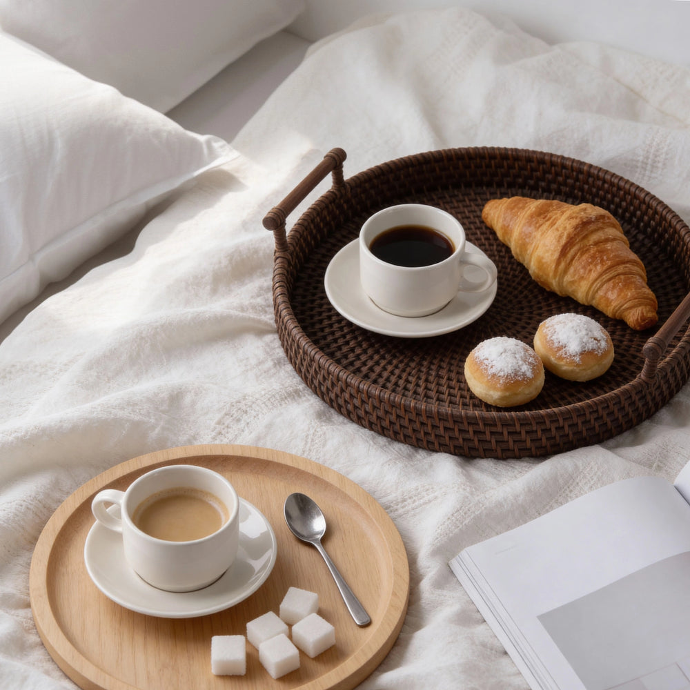 White Ceramic Coffee Cups and Saucers - Set of 4