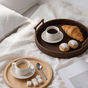 White Ceramic Coffee Cups and Saucers - Set of 4