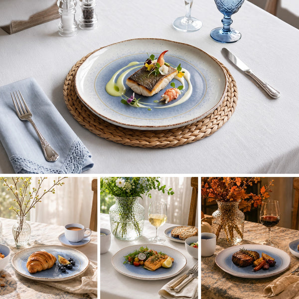 Caymere 10.5-Inch Coastal Blue Dinner Plates - Set of 6