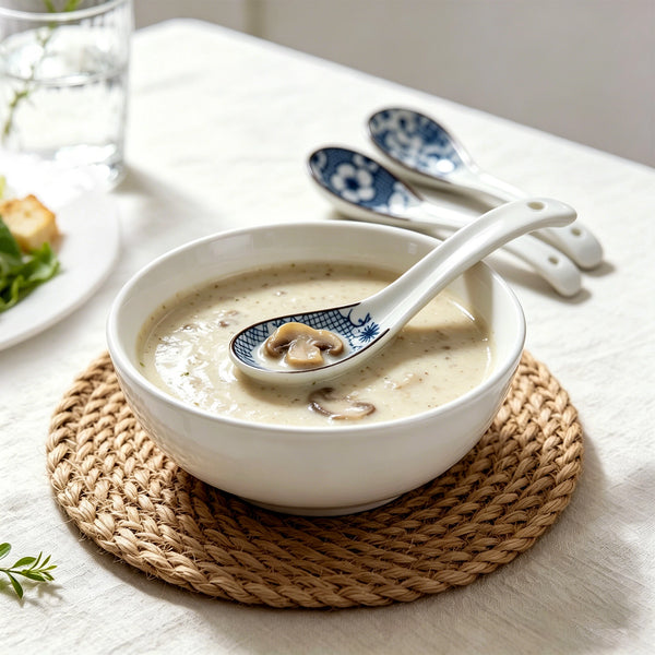 Blue Floral Soup Spoons - Set of 4