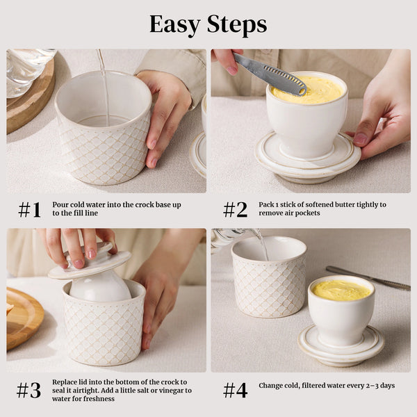 White French Butter Crock - Set of 1