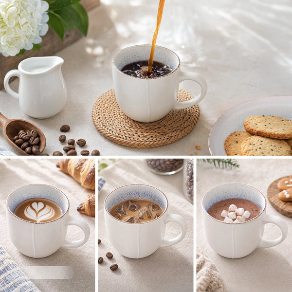 Caymere 12 Oz Coastal Blue Coffee Mugs - Set of 4