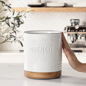 White Extra Large Rotating Utensil Holder - Set of 1