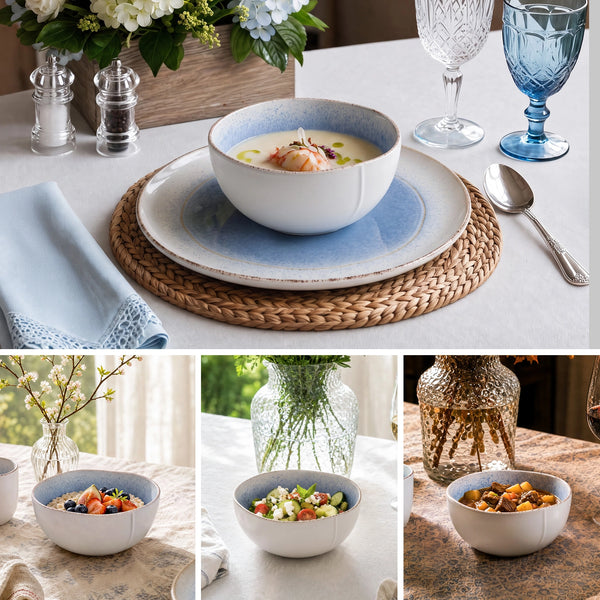 Caymere 6-Inch Coastal Blue Soup Bowls - Set of 4