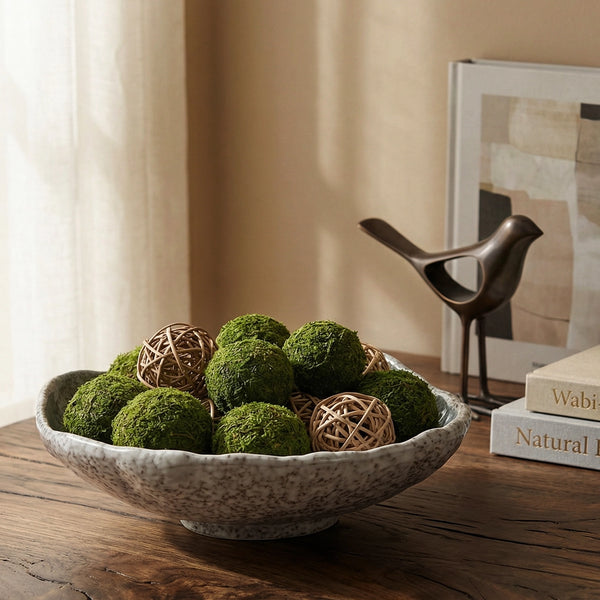 Moss Stone Wabi-Sabi Decorative Bowl - Set of 1