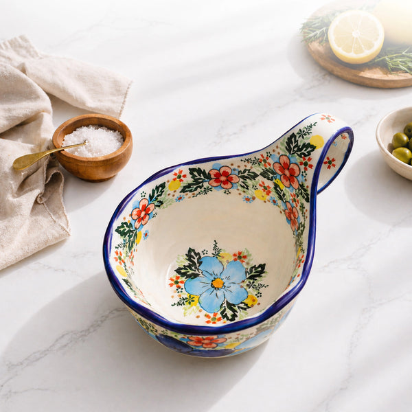 Polish Floral Soup Bowl with Handle - Set of 1