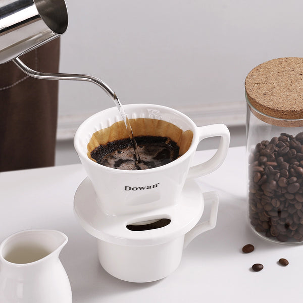 White Ceramic Pour Over Coffee Filter - Set of 1