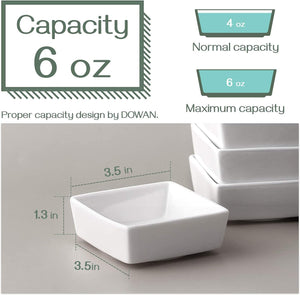 Wedding White Porcelain Square Ramekin Bowls- Set of 6