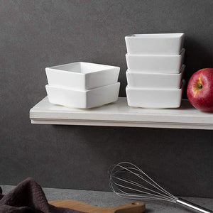 Wedding White Porcelain Square Ramekin Bowls- Set of 6