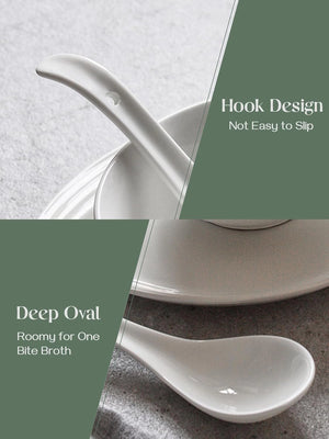 Wedding White Porcelain Spoons - Set of 4