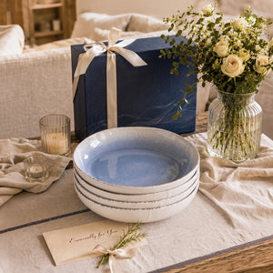 Caymere 9-Inch Coastal Blue Fruit Bowls - Set of 4