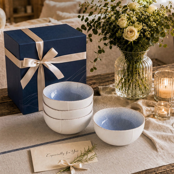 Caymere 6-Inch Coastal Blue Soup Bowls - Set of 4