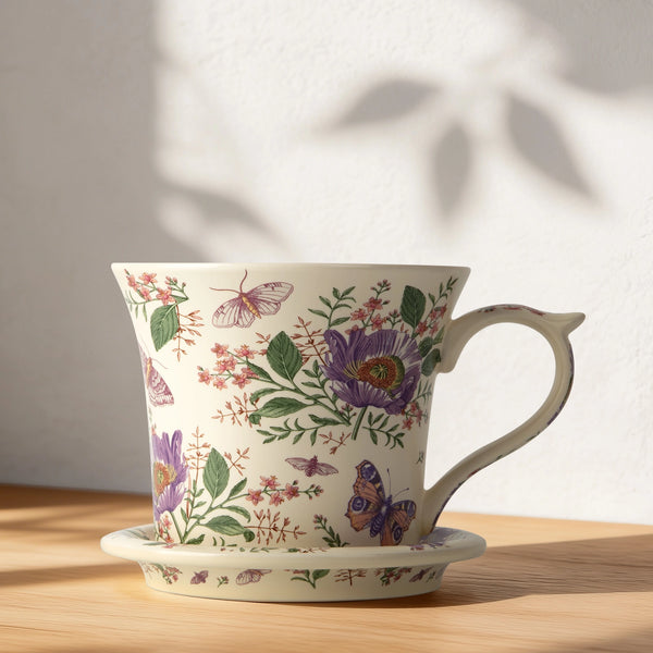 Floral Latte Cup and Saucer - Set of 1