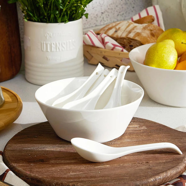 Wedding White Porcelain Spoons - Set of 4