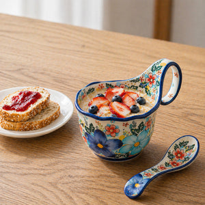 Polish Floral Soup Bowl with Handle - Set of 1