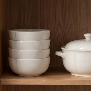 Embossed Sesame Glaze Soup Bowls - Set of 4