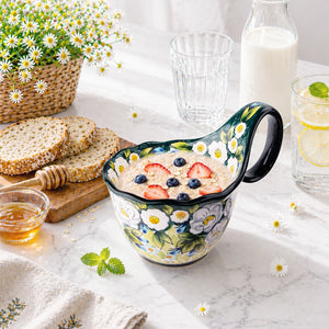 Lavender Polish Floral Soup Bowl with Handle - Set of 1
