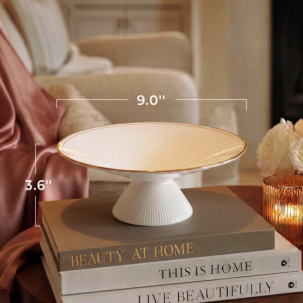 Gold Rim Footed Decorative Bowl - Set of 1