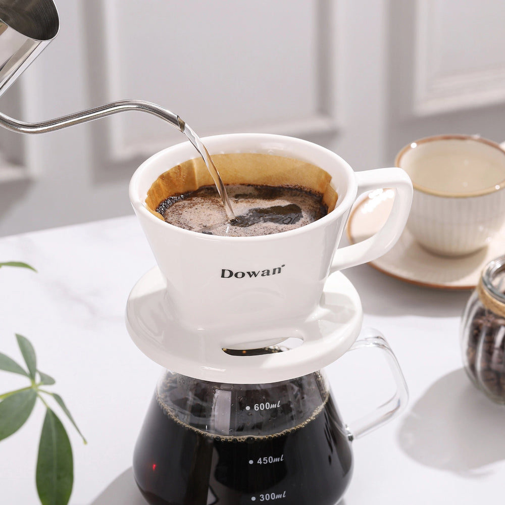 White Ceramic Pour Over Coffee Filter - Set of 1