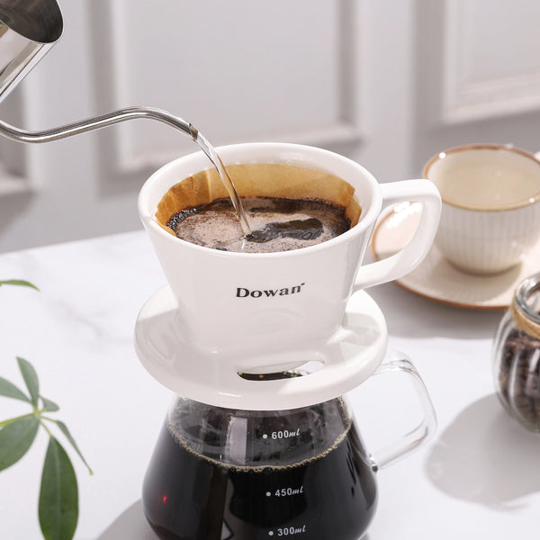 White Ceramic Pour Over Coffee Filter - Set of 1