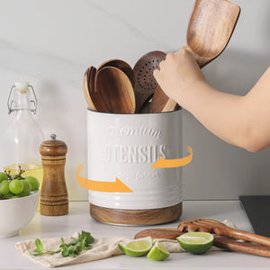 White Extra Large Rotating Utensil Holder - Set of 1