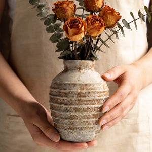 Distressed Embossed Jar Vase - Set of 1