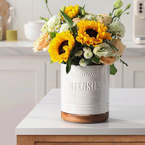 White Extra Large Rotating Utensil Holder - Set of 1