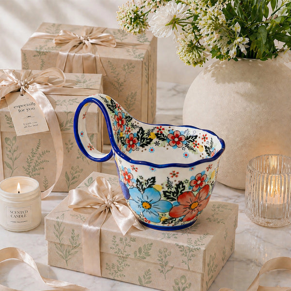 Polish Floral Soup Bowl with Handle - Set of 1
