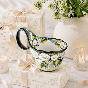 Lavender Polish Floral Soup Bowl with Handle - Set of 1