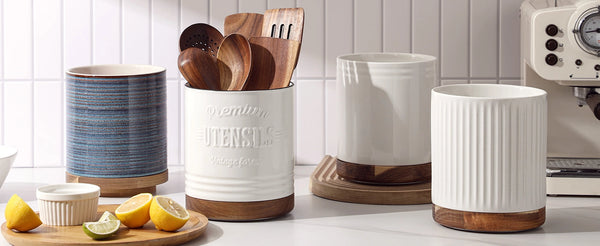 White Extra Large Rotating Utensil Holder - Set of 1