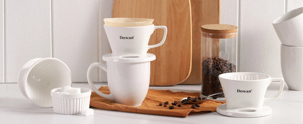 White Ceramic Pour Over Coffee Filter - Set of 1