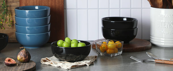 Black Soup and Cereal Bowls - Set of 4