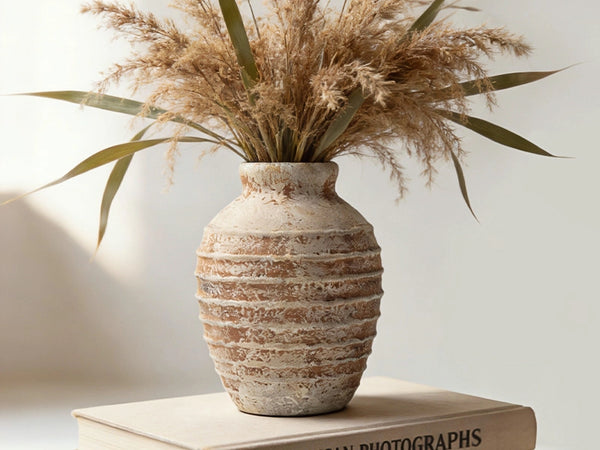 Distressed Embossed Jar Vase - Set of 1