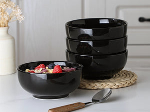 Black Soup and Cereal Bowls - Set of 4