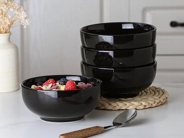 Black Soup and Cereal Bowls - Set of 4