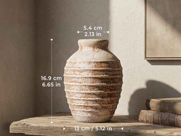 Distressed Embossed Jar Vase - Set of 1