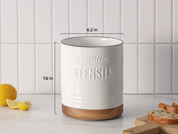 White Extra Large Rotating Utensil Holder - Set of 1