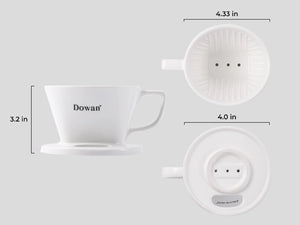 White Ceramic Pour Over Coffee Filter - Set of 1