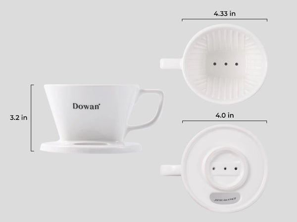 White Ceramic Pour Over Coffee Filter - Set of 1