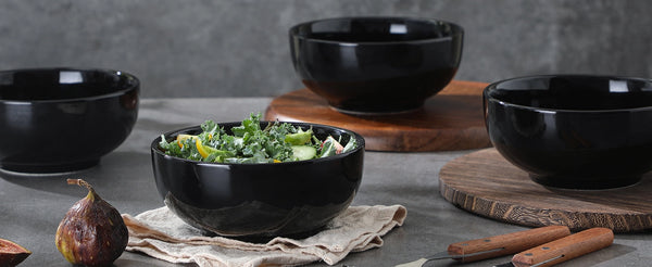 Black Soup and Cereal Bowls - Set of 4