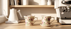 Floral Latte Cup and Saucer - Set of 1
