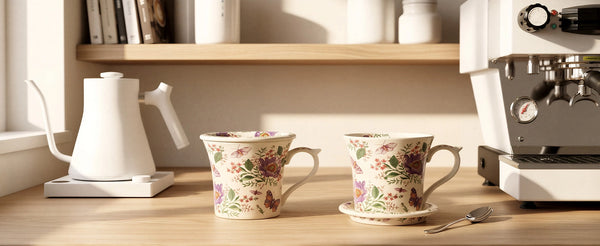 Floral Latte Cup and Saucer - Set of 1
