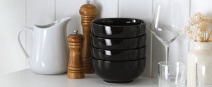 Black Soup and Cereal Bowls - Set of 4